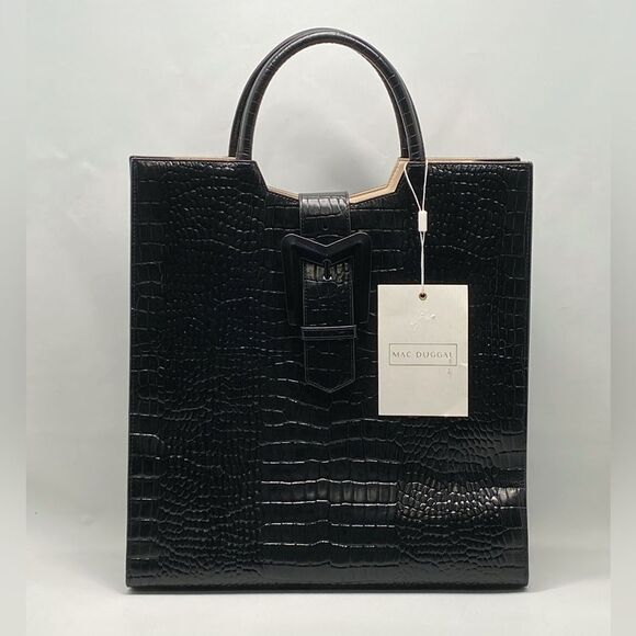 Mac Duggal Croco Leather Buckle Detail Maxi Tote Bag - Picture 1 of 12